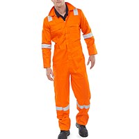 Beeswift Flame Retardant Burgan Anti-Static Boilersuit, Orange, 36