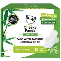 Cheeky Panda Pads with Bamboo Lining + Core, Heavy, Pack of 72