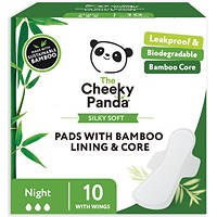 Cheeky Panda Pads with Bamboo Lining + Core, Night, Pack of 60