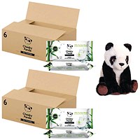 Cheeky Panda Biodegradable Multipurpose Wipes, 90 Wipes Per Pack, Pack of 6 - Buy 2 Get Free Panda Toy