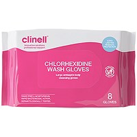 Clinell Chlorhexidine Wash Gloves, Pack of 8