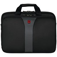 Wenger Legacy Triple Gusset Laptop Case, For up to 17 Inch Laptops, Black/Grey