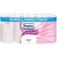 Regina Gentle Soft Toilet Tissue Roll, 3-Ply, White, Pack of 16