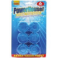 Power House Hygienic Toilet Blocks, Blue, Pack of 6