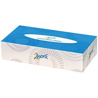 2Work Facial Tissues Box 100 Sheets 2-Ply (Pack of 36)