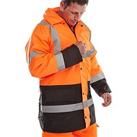 Beeswift Constructor Traffic Two Tone Fleece Line Jacket, Orange & Black, 6XL