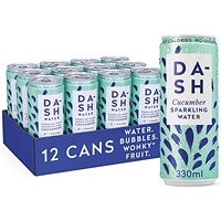 Dash Cucumber Sparkling Water, Cans, 330ml, Pack of 12