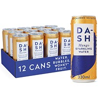 Dash Mango Sparkling Water, Cans, 330ml, Pack of 12