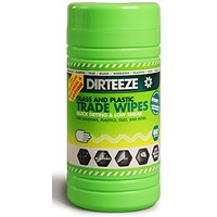 Dirteeze Glass And Plastic Trade Wipes, 80 Sheets