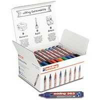 Edding 363 Whiteboard Marker Classpack, Chisel Tip, 1-5mm Line, Assorted, Pack of 50