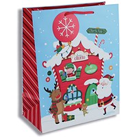 Eurowrap Santas Grotto Christmas Gift Bags, 265x140x330mm, Pack of 12