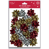 Eurowrap 40 Holographic Metallic Bows, Assorted, Pack of 12