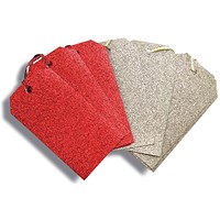 Eurowrap Glitter Gift Tags, 10 Tags Per Pack, Red/Gold, Pack of 12