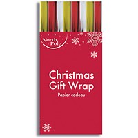 Eurowrap Plain Metallic Christmas Wrap, 3 Metres, Assorted, Pack of 49