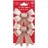 Eurowrap 2 Glitter Bows, 13x14.5cm, Gold, Pack of 6