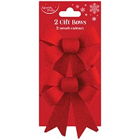 Eurowrap 2 Glitter Bows, 13x14.5cm, Red, Pack of 6