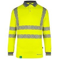 Envirowear Hi-Vis Long Sleeve Polo Shirt, Saturn Yellow, 5XL