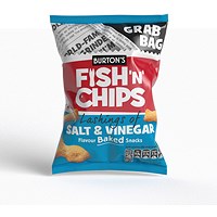 Burton's Fish N Chips Salt Vinegar Baked Snacks Grab Bag, 40g, Pack of 30