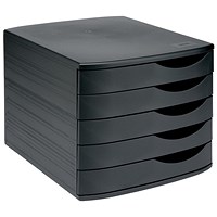 5 Star Desktop Drawer Set with 5 Drawers, A4 & Foolscap, Black