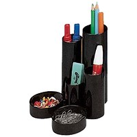 5 Star Desk Tidy with 6 Compartments - Black