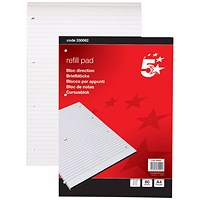 5 Star Headbound Refill Pad, A4, Feint Ruled, 4-Hole Punched, 80 Sheets, Pack of 10