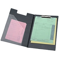 5 Star Executive Fold-over Clipboard with Pocket, Foolscap, Black