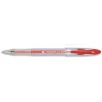 5 Star Roller Gel Pen, Clear Barrel, Red, Pack of 12