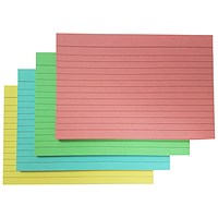 5 Star Record Cards, Ruled Both Sides, 152x102mm, Assorted, Pack of 100