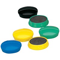 5 Star Round Plastic Covered Magnets, 30mm, Assorted, Pack of 10