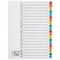 5 Star Index Dividers, A-Z, Multicoloured Mylar Tabs, A4, White