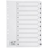 5 Star Index Dividers, 1-10, Mylar Tabs, A4, White