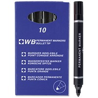 5 Star Value Permanent Marker, Bullet Tip, Black, Pack of 10