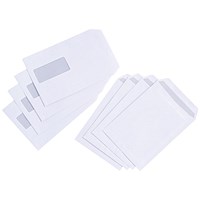 5 Star Value C5 Pocket Envelopes, Window, White, Press Seal, 90gsm, Pack 500