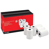 5 Star Thermal Printer Rolls, WxDxCore: 57x38x12.7mm, 1-Ply, White, Pack of 20