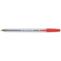 5 Star Clear Ball Pen, Red, Pack of 50