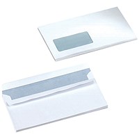 5 Star DL Envelopes, Window, White, Press Seal, 90gsm, Pack of 500