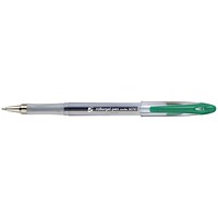 5 Star Roller Gel Pen, Clear Barrel, Green, Pack of 12