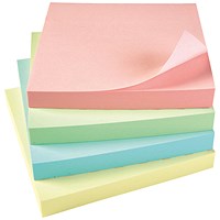 5 Star Sticky Notes, 76x76mm, Assorted Pastel, Pack of 12 x 100 Notes