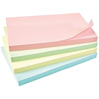 5 Star Sticky Notes, 76x127mm, Assorted Pastel, Pack of 12 x 100 Notes