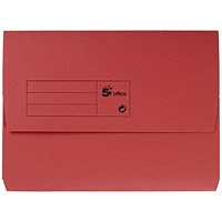 5 Star A4 Document Wallets Half Flap, 285gsm, Red, Pack of 50