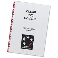 5 Star Comb PVC Binding Covers, 150 micron, A4, Clear, Pack of 100