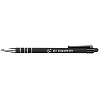 5 Star Ballpoint Pen, Soft Grip, Black, Pack of 12