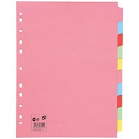 5 Star Subject Dividers, Extra Wide, 10-Part, A4, Assorted, Pack of 10