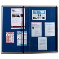 5 Star Noticeboard, Glazed Aluminium, W1200xH900mm, Blue