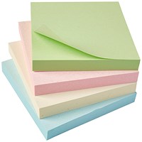 5 Star Eco Repositionable Sticky Notes, 76x76mm, Pastel, Pack of 12