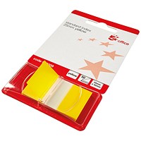 5 Star Standard Index Flags, 50 Sheets per Pad, 25x45mm, Yellow, Pack of 5