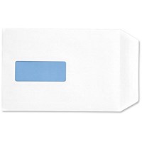 5 Star Eco C5 Pocket Envelopes, Window, White, Press Seal, 90gsm, Pack of 500