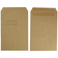 5 Star C4 Envelopes, Mediumweight, Self Seal, Window, 90gsm, Manilla, Pack of 250