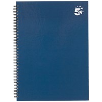 5 Star Hard Cover Wirebound Notebook, A4, Ruled, 140 Pages, Indigo, Pack of 5