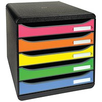 Exacompta Big Box Plus Drawer Set with 5 Drawers, A4+, Multicoloured